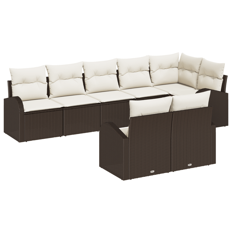 Casa si Gradina - Gradina si terasa - Mobilier exterior - Canapele si fotolii gradina - Set de Canapea de Gradina cu 8 Piese si Pernute din Poliratan Maro - Infinity.ro