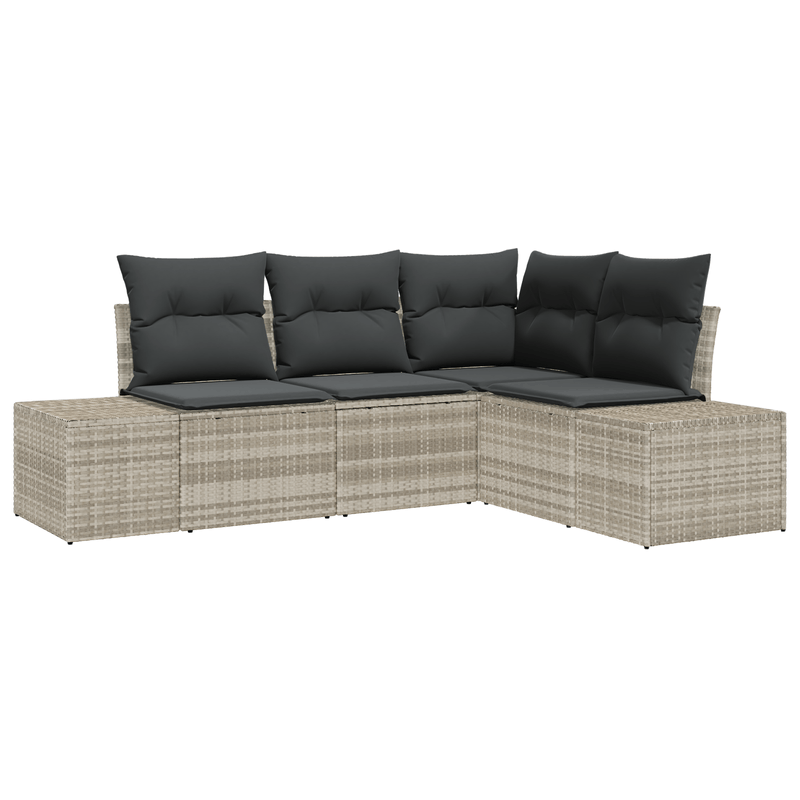 Casa si Gradina - Gradina si terasa - Mobilier exterior - Canapele si fotolii gradina - Set de canapea de gradina de 4 piese cu perne gri deschis ratan poli - Infinity.ro
