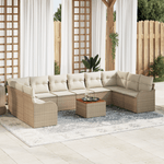 Casa si Gradina - Gradina si terasa - Mobilier exterior - Canapele si fotolii gradina - Set canapea de gradina  cu perne 11 piese Bej ratan poli acacia - Infinity.ro
