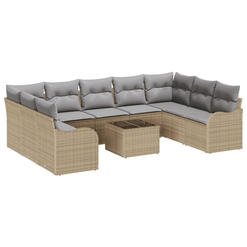 Casa si Gradina - Gradina si terasa - Mobilier exterior - Canapele si fotolii gradina - Set canapea de gradina de 10 piese cu perne Ratan polimeric negru - Infinity.ro