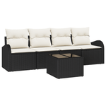 Casa si Gradina - Gradina si terasa - Mobilier exterior - Canapele si fotolii gradina - Set canapea de gradina cu perne Negru Poliratan - Infinity.ro
