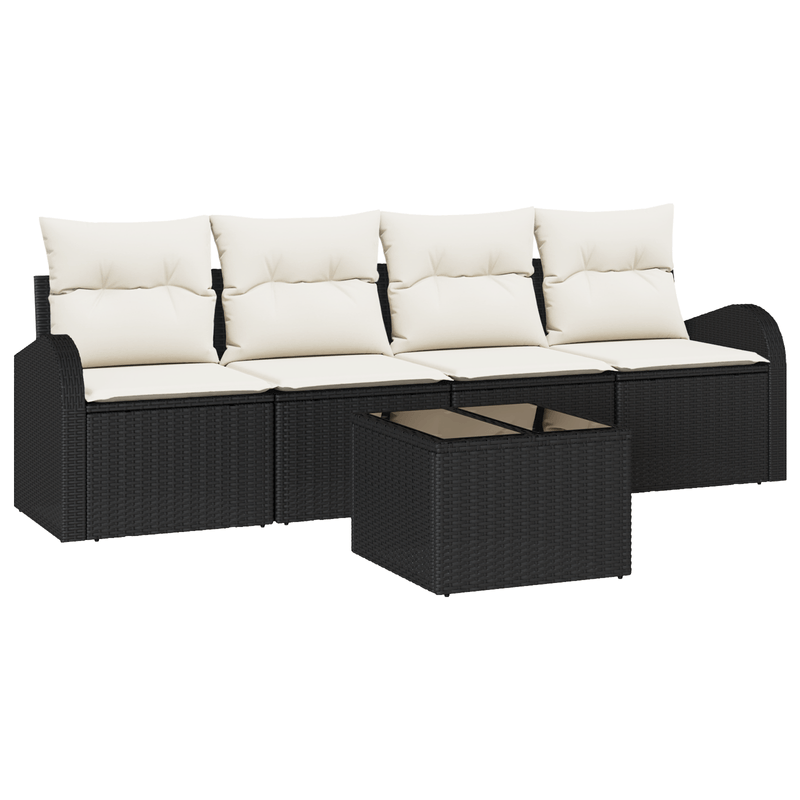 Casa si Gradina - Gradina si terasa - Mobilier exterior - Canapele si fotolii gradina - Set canapea de gradina cu perne Negru Poliratan - Infinity.ro