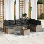 Casa si Gradina - Gradina si terasa - Mobilier exterior - Canapele si fotolii gradina - Set de Canapea Gradina 9 Piese cu Pernute Gri Ratan Policombinat Acacia - Infinity.ro