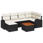 Casa si Gradina - Gradina si terasa - Mobilier exterior - Canapele si fotolii gradina - Set canapele gradina cu 7 piese si perne negre din poliratan acacia - Infinity.ro