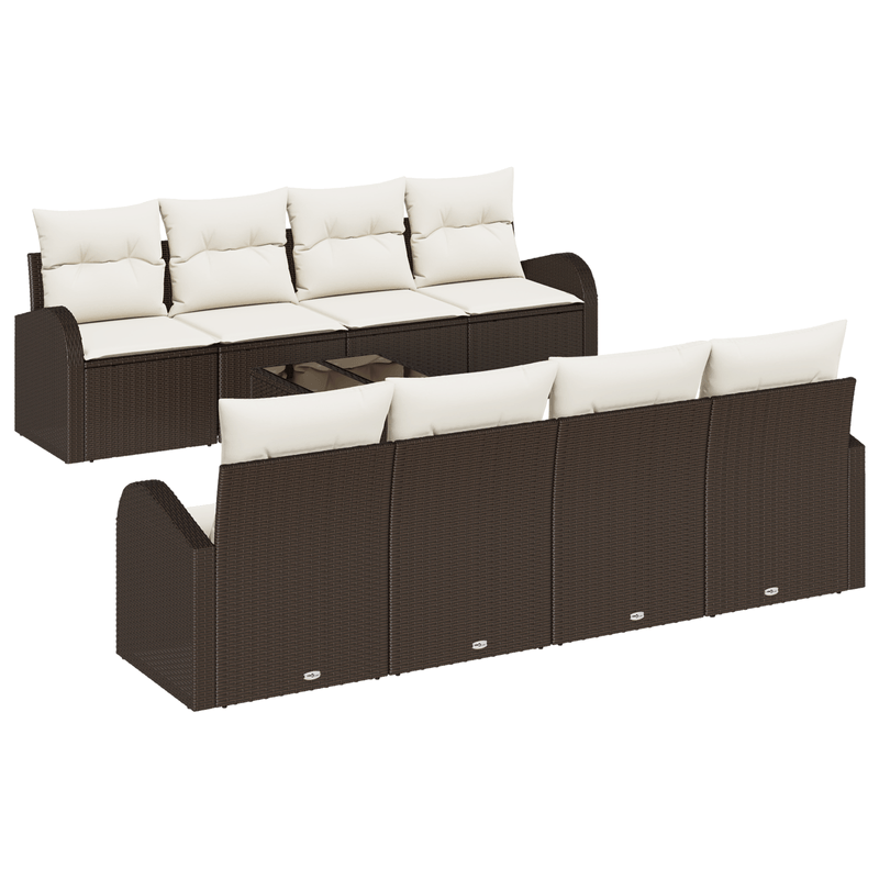 Casa si Gradina - Gradina si terasa - Mobilier exterior - Canapele si fotolii gradina - Set canapea gradina cu 9 piese si perne maro din poliratan - Infinity.ro
