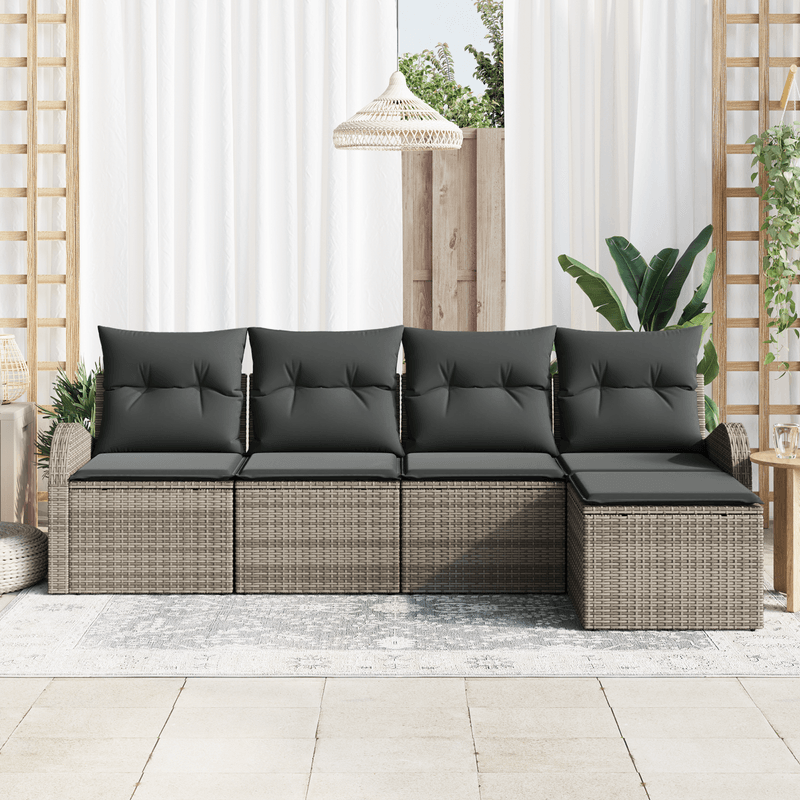 Casa si Gradina - Gradina si terasa - Mobilier exterior - Canapele si fotolii gradina - Set Canapea 5 Piese Gradina cu Perne Gri Ratan Polimeric - Infinity.ro