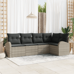 Casa si Gradina - Gradina si terasa - Mobilier exterior - Canapele si fotolii gradina - Set canapea gradina 5 piese cu perne gri deschis din poliratan - Infinity.ro