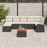 Casa si Gradina - Gradina si terasa - Mobilier exterior - Canapele si fotolii gradina - Set de 8 piese de sofa pentru gradina cu perne Negru Ratan poli Acacia - Infinity.ro