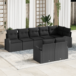 Casa si Gradina - Gradina si terasa - Mobilier exterior - Canapele si fotolii gradina - Set de canapea de gradina cu 8 piese si perne, ratan negru poliester - Infinity.ro