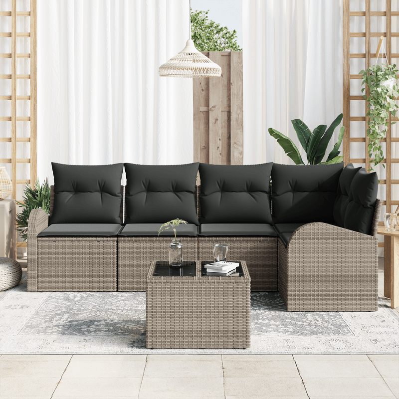 Casa si Gradina - Gradina si terasa - Mobilier exterior - Canapele si fotolii gradina - Set de Canapea de Gradina cu Perne Ratan Poli Negru - Infinity.ro