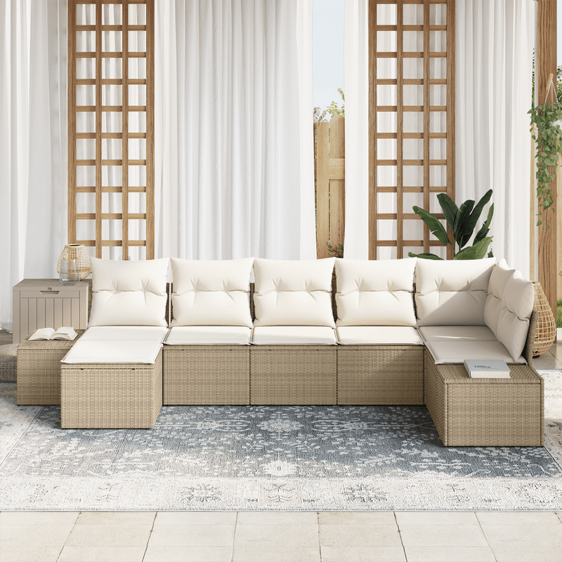Casa si Gradina - Gradina si terasa - Mobilier exterior - Canapele si fotolii gradina - Set canapele gradina cu perne bej din ratan polimeric - Infinity.ro