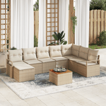 Casa si Gradina - Gradina si terasa - Mobilier exterior - Canapele si fotolii gradina - Set canapea gradina  9 piese cu perne Bej Ratan Poli Acacia - Infinity.ro