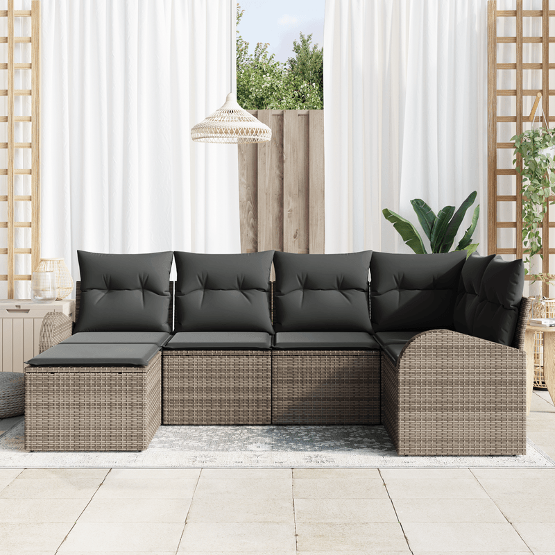 Casa si Gradina - Gradina si terasa - Mobilier exterior - Canapele si fotolii gradina - Set de 6 canapele pentru gradina cu perne gri din poliratan - Infinity.ro