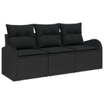 Casa si Gradina - Gradina si terasa - Mobilier exterior - Canapele si fotolii gradina - Set de canapea gradina 3 piese cu perne Negru Ratan Poli - Infinity.ro