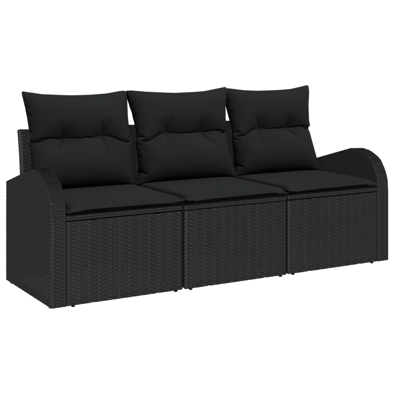 Casa si Gradina - Gradina si terasa - Mobilier exterior - Canapele si fotolii gradina - Set de canapea gradina 3 piese cu perne Negru Ratan Poli - Infinity.ro