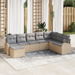 Casa si Gradina - Gradina si terasa - Mobilier exterior - Canapele si fotolii gradina - Set de canapele de gradina 8 bucati cu perne Bej Ratan Poli - Infinity.ro
