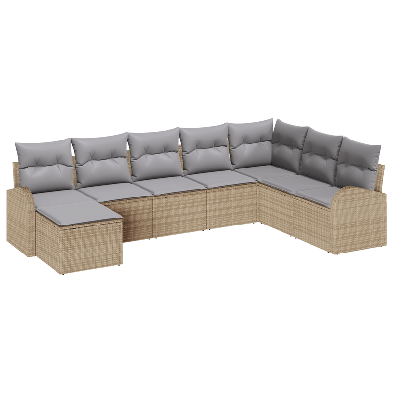 Casa si Gradina - Gradina si terasa - Mobilier exterior - Canapele si fotolii gradina - Set de canapele de gradina 8 bucati cu perne Bej Ratan Poli - Infinity.ro