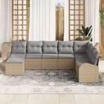 Casa si Gradina - Gradina si terasa - Mobilier exterior - Canapele si fotolii gradina - Set de canapele de gradina 8 bucati cu perne Bej Ratan Poli - Infinity.ro