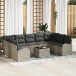 Casa si Gradina - Gradina si terasa - Mobilier exterior - Canapele si fotolii gradina - Set canapea gradina 10 piese cu perne din ratan gri - Infinity.ro