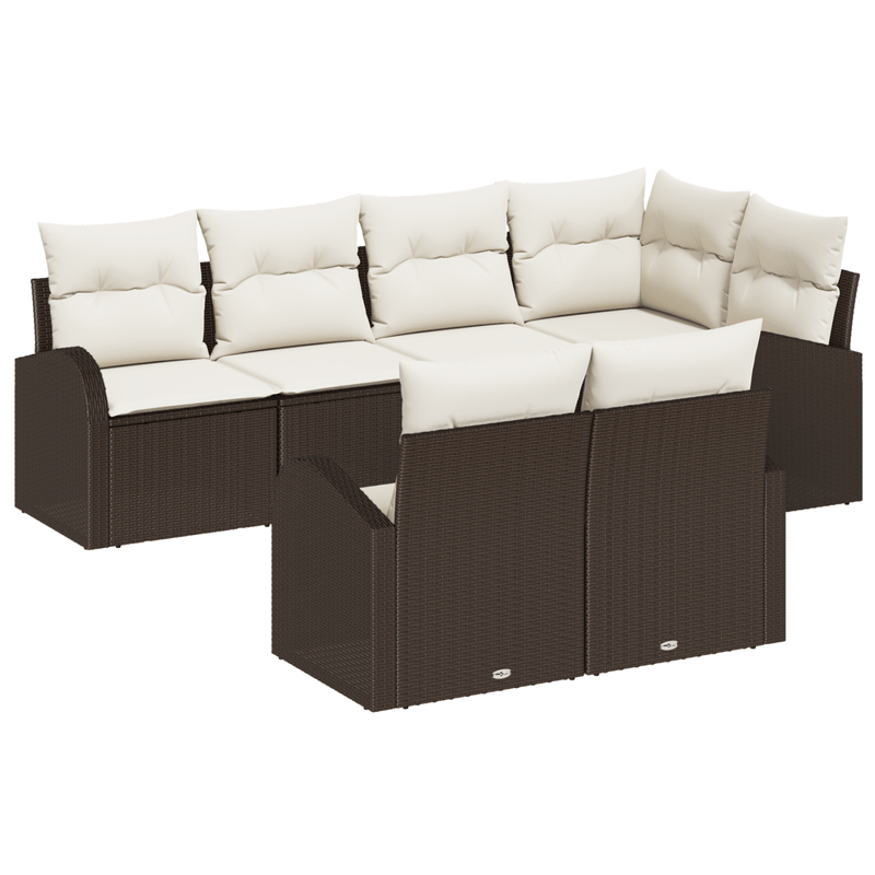 Casa si Gradina - Gradina si terasa - Mobilier exterior - Canapele si fotolii gradina - Set de mobilier pentru gradina 7 piese cu perne din poliratan maro - Infinity.ro