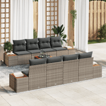 Casa si Gradina - Gradina si terasa - Mobilier exterior - Canapele si fotolii gradina - Set canapele gradina 9 piese cu perne Gri Ratan Polimeric Acacia - Infinity.ro