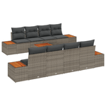 Casa si Gradina - Gradina si terasa - Mobilier exterior - Canapele si fotolii gradina - Set canapele gradina 9 piese cu perne Gri Ratan Polimeric Acacia - Infinity.ro