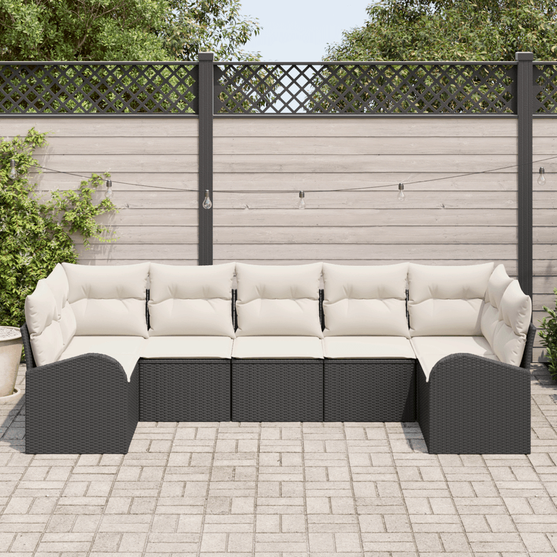 Casa si Gradina - Gradina si terasa - Mobilier exterior - Canapele si fotolii gradina - Set de canapea de gradina cu 7 piese si perne Poly Rattan Negru - Infinity.ro