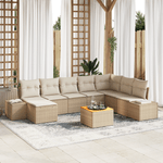Casa si Gradina - Gradina si terasa - Mobilier exterior - Canapele si fotolii gradina - Set Canapea 9 Piese Gradina cu Perne Bej Poliratan Acacia - Infinity.ro