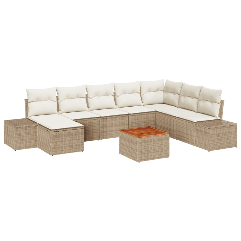 Casa si Gradina - Gradina si terasa - Mobilier exterior - Canapele si fotolii gradina - Set Canapea 9 Piese Gradina cu Perne Bej Poliratan Acacia - Infinity.ro