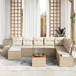 Casa si Gradina - Gradina si terasa - Mobilier exterior - Canapele si fotolii gradina - Set Canapea 9 Piese Gradina cu Perne Bej Poliratan Acacia - Infinity.ro