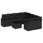 Casa si Gradina - Gradina si terasa - Mobilier exterior - Canapele si fotolii gradina - Set de canapea pentru gradina , 9 piese, cu perne, ratan negru - Infinity.ro