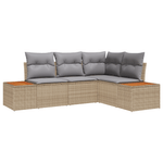Casa si Gradina - Gradina si terasa - Mobilier exterior - Canapele si fotolii gradina - Set de canapea de gradina 4 Piese cu Pernite Bej Poliratan Acacia - Infinity.ro