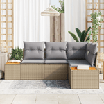 Casa si Gradina - Gradina si terasa - Mobilier exterior - Canapele si fotolii gradina - Set de canapea de gradina 4 Piese cu Pernite Bej Poliratan Acacia - Infinity.ro