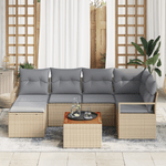 Casa si Gradina - Gradina si terasa - Mobilier exterior - Canapele si fotolii gradina - Set Canapea Gradina  cu Pernute Bej Ratan Poli Acacia - Infinity.ro