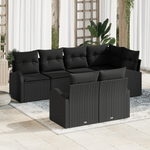 Casa si Gradina - Gradina si terasa - Mobilier exterior - Canapele si fotolii gradina - Set de canapea de gradina cu 7 piese si perne, Poliratan Negru - Infinity.ro