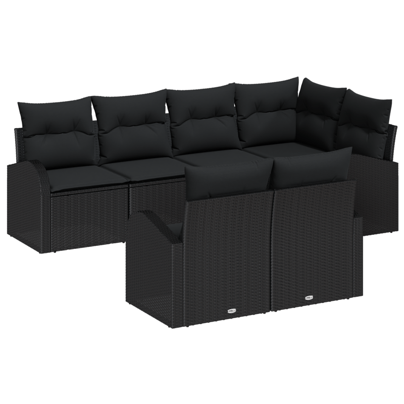 Casa si Gradina - Gradina si terasa - Mobilier exterior - Canapele si fotolii gradina - Set de canapea de gradina cu 7 piese si perne, Poliratan Negru - Infinity.ro