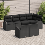 Casa si Gradina - Gradina si terasa - Mobilier exterior - Canapele si fotolii gradina - Set de canapea de gradina cu 7 piese si perne, Poliratan Negru - Infinity.ro
