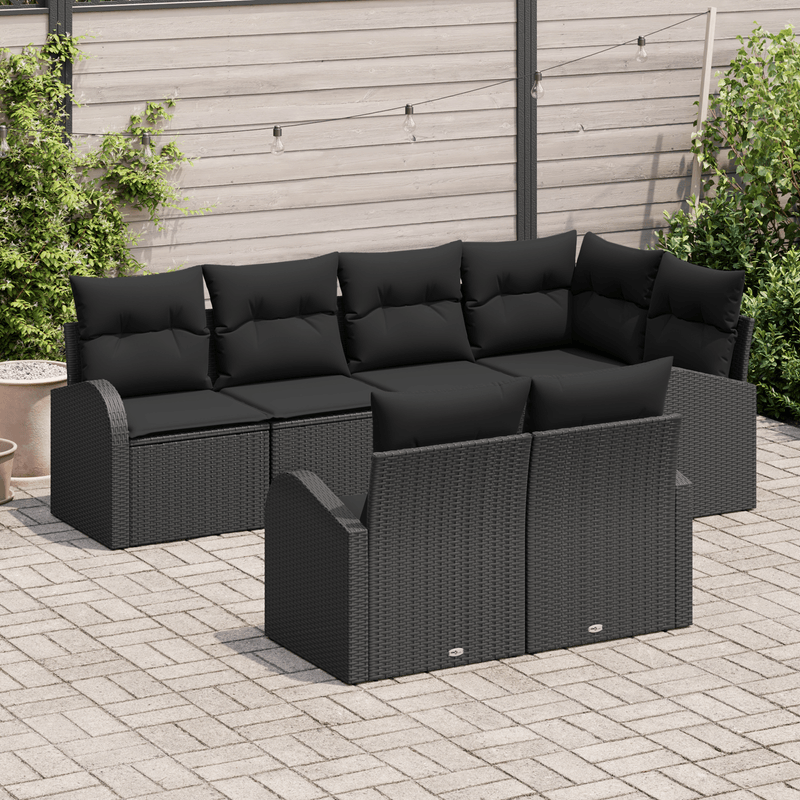 Casa si Gradina - Gradina si terasa - Mobilier exterior - Canapele si fotolii gradina - Set de canapea de gradina cu 7 piese si perne, Poliratan Negru - Infinity.ro