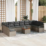 Casa si Gradina - Gradina si terasa - Mobilier exterior - Canapele si fotolii gradina - Set canapea gradina cu 11 piese si perne gri din poliratan si acacia - Infinity.ro