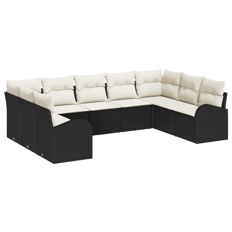 Casa si Gradina - Gradina si terasa - Mobilier exterior - Canapele si fotolii gradina - Set Canapea Gradina 9 Piese cu Perne Negru Poliratan - Infinity.ro
