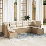 Casa si Gradina - Gradina si terasa - Mobilier exterior - Canapele si fotolii gradina - Set de canapea de gradina cu 7 piese si perne bej din ratan poli - Infinity.ro