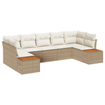 Casa si Gradina - Gradina si terasa - Mobilier exterior - Canapele si fotolii gradina - Set de canapea de gradina cu 7 piese si perne bej din ratan poli - Infinity.ro
