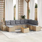 Casa si Gradina - Gradina si terasa - Mobilier exterior - Canapele si fotolii gradina - Set de canapea pentru gradina cu pernite bej ratan poli acacia - Infinity.ro