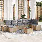 Casa si Gradina - Gradina si terasa - Mobilier exterior - Canapele si fotolii gradina - Set de canapea de gradina 8 piese cu perne Bej din ratan poli si acacia - Infinity.ro