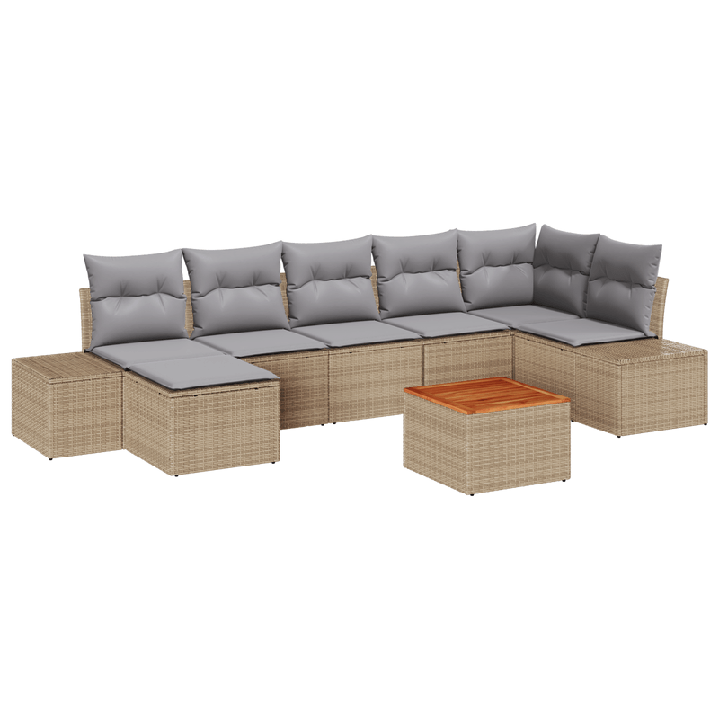 Casa si Gradina - Gradina si terasa - Mobilier exterior - Canapele si fotolii gradina - Set de canapea de gradina 8 piese cu perne Bej din ratan poli si acacia - Infinity.ro