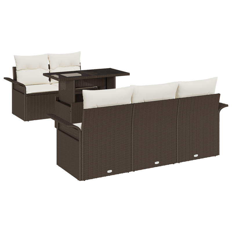Casa si Gradina - Gradina si terasa - Mobilier exterior - Canapele si fotolii gradina - Set de canapea de gradina 6 piese cu perne bej din ratan poli - Infinity.ro