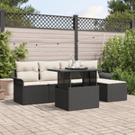 Casa si Gradina - Gradina si terasa - Mobilier exterior - Canapele si fotolii gradina - Set canapea de gradina 6 piese cu perne Negru Poliratan - Infinity.ro