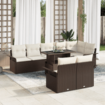 Casa si Gradina - Gradina si terasa - Mobilier exterior - Canapele si fotolii gradina - Set de 9 Piese pentru Gradina cu Perna maro din Ratan Polimer - Infinity.ro