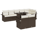 Casa si Gradina - Gradina si terasa - Mobilier exterior - Canapele si fotolii gradina - Set de 9 Piese pentru Gradina cu Perna maro din Ratan Polimer - Infinity.ro