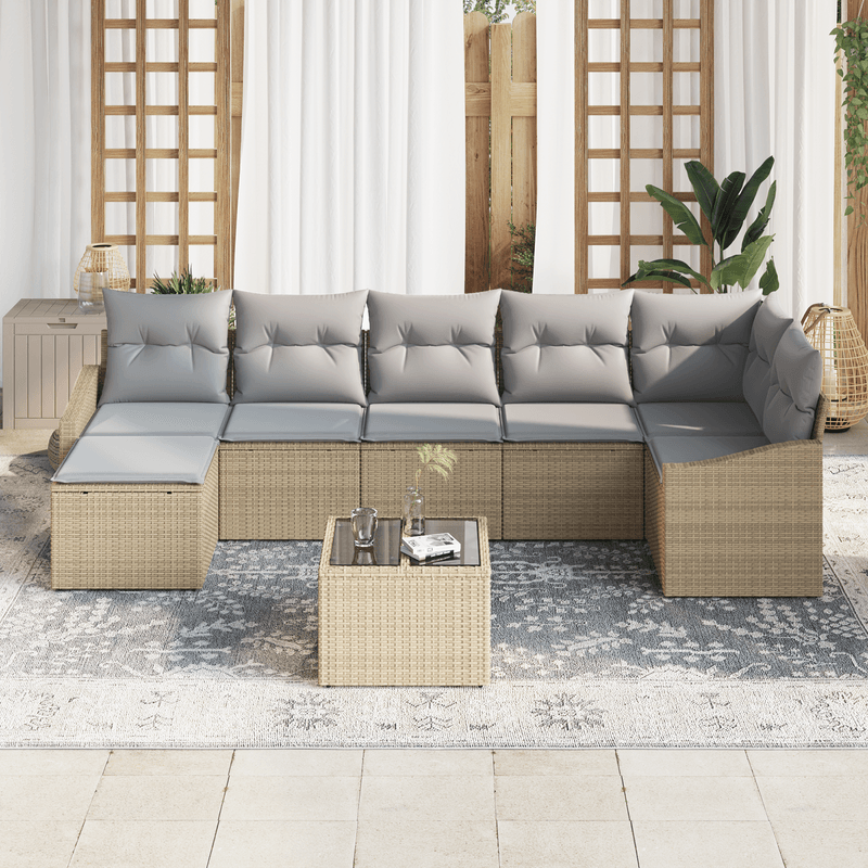 Casa si Gradina - Gradina si terasa - Mobilier exterior - Canapele si fotolii gradina - Set canapea gradina 8 piese cu perne Negru ratan polimer - Infinity.ro